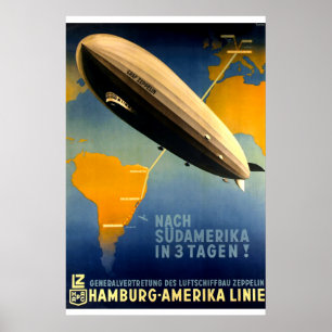 Vintage - 1930 års Graf Zeppelin Travel Poster