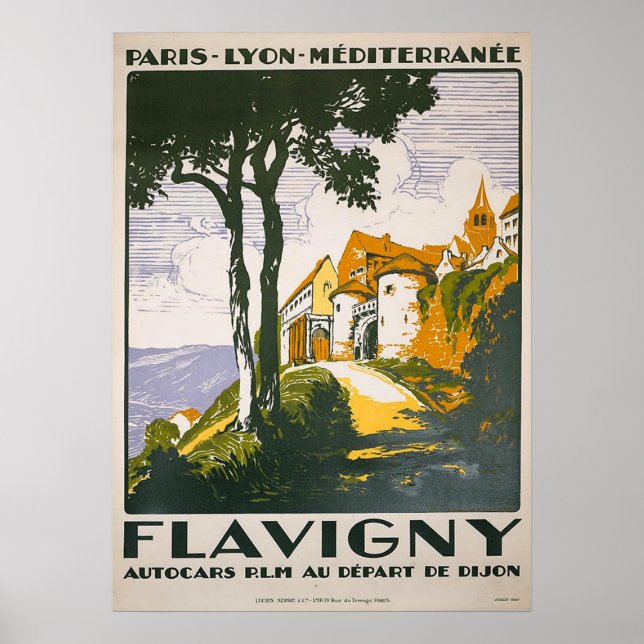 Vintage 1930 Flavigny Fransk Travel Poster (Framsidan)