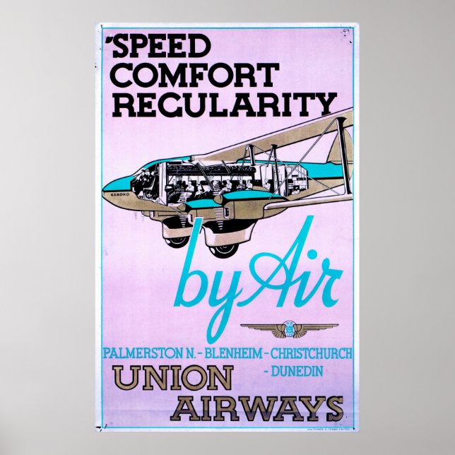 Vintage 1930 Flygbolag Poster (Framsidan)
