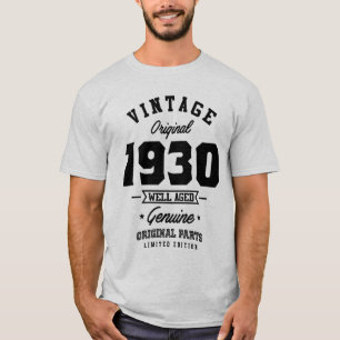 Vintage 1930 Född 1930 i Retro Birthday Gift T Shirt
