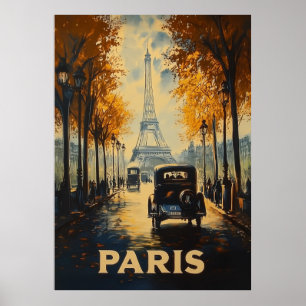 Vintage 1930-talet: Paris Travel Poster Eiffel Tor