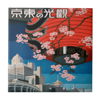 Vintage 1930-talet Tokyo Japan Travel Poster Tile Kakelplatta