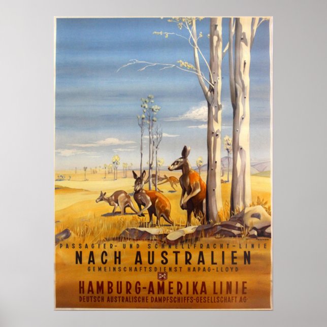 Vintage (1930-talet) Tysk HAPAG-kryssningsresa Poster (Framsidan)