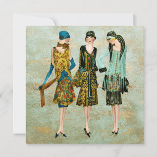 Vintage 1930-talets modeillustration kort