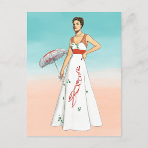 Vintage 1930-talets Retro Lobster Dress Mode Art Vykort