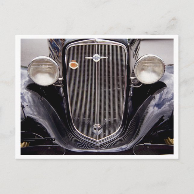 Vintage 1930s Chevy Classic Grill-foto Vykort (Framsida)