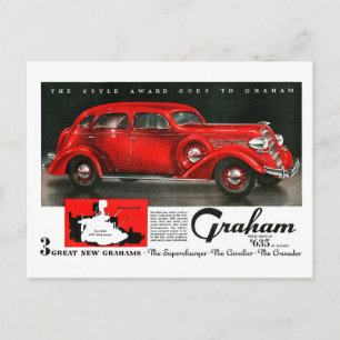 Vintage 1930s Graham Supercharger-reklam Vykort