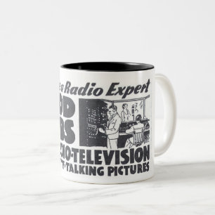 VINTAGE 1930S LEARN RADIO/TELEVISION AD Två-Tonad MUGG