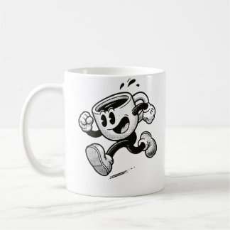 Vintage 1930s Rubber Hose Running Coffee Cup Carto Kaffemugg