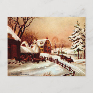 Vintage 1930s Winter Land Scene Vykort