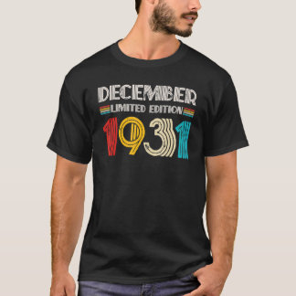Vintage 1931 Åldras december 91 år gammal 91:a föd T Shirt