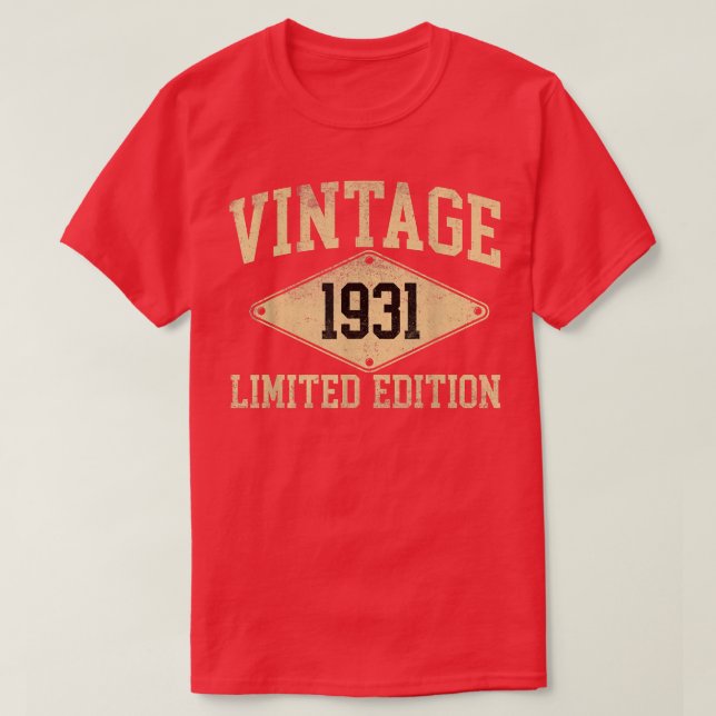 Vintage 1931 Begränsada utgåvan Födelseår T Shirt (Design framsida)