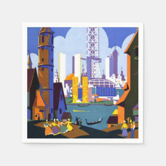 Vintage 1934 Chicago World Fair Travel Poster Pappersservett