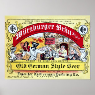 Vintage 1935 Daeufer-Lieberman öletikett Poster