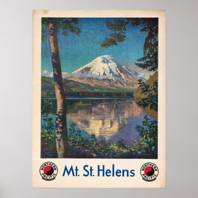 Vintage 1935 Mount Saint Helens USA Travel Poster (Framsidan)