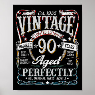 Vintage 1936 90-årspresent Män Kvinnor 90 År Poster