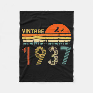 Vintage 1937 85:e födelsedagspressen Gift Manar Kv Fleecefilt