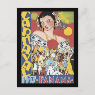 Vintage 1937 Panama Carnaval Woman Inbjudningar