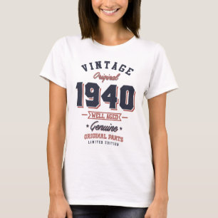 Vintage 1940 Född 1940 i Retro Birthday Gift T Shirt