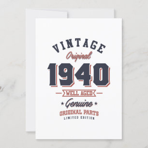 Vintage 1940 Född 1940 Retro Födelsedagspresent Inbjudningar