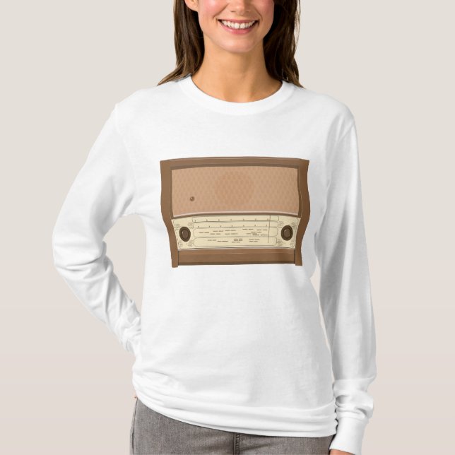 Vintage 1940-tal Retro Träradio T Shirt (Framsida)