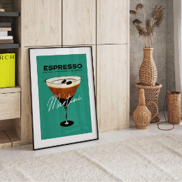 Vintage 1940-talet Espresso Martini Cocktail Art Poster