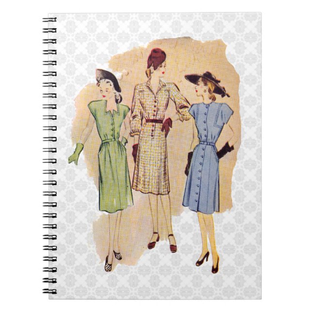 Vintage 1940-talet Mode Anteckningsbok (Framsidan)