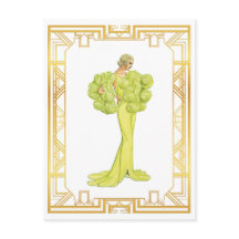 Vintage 1940-talet Mode Lime Hollywood Gown Art