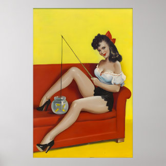 Vintage 1940-talet Pin Up Flickaffisch & Canvas Fi Poster