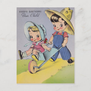 Vintage 1940-talets Grattis på födelsedagen Bästa Vykort