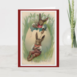 Vintage 1940s Easter Bunnies Rustic Springtime  Kort