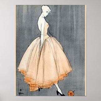 Vintage 1940s Fransk Couture Poster