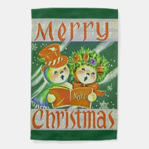 Vintage 1940's God jul Snögubbe Yard Flagga