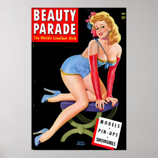 Vintage 1940s Pin Up Flickaffisch & Canvas Dam i Poster
