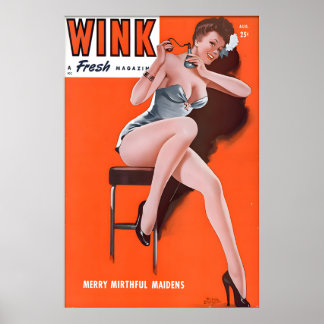 Vintage 1940s Pin Up Girl Affisch & Canvas Merry