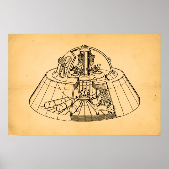Vintage 1940s Secret Aerospace Craft Cutaway Poster (Framsidan)
