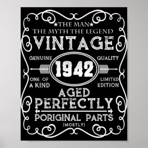 Vintage 1942 Man Myth Legend 79:e födelsedagen Poster