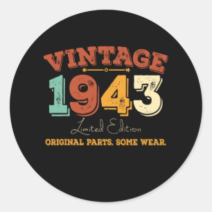 Vintage 1943 Original Parts Funny Birthday Gift Runt Klistermärke