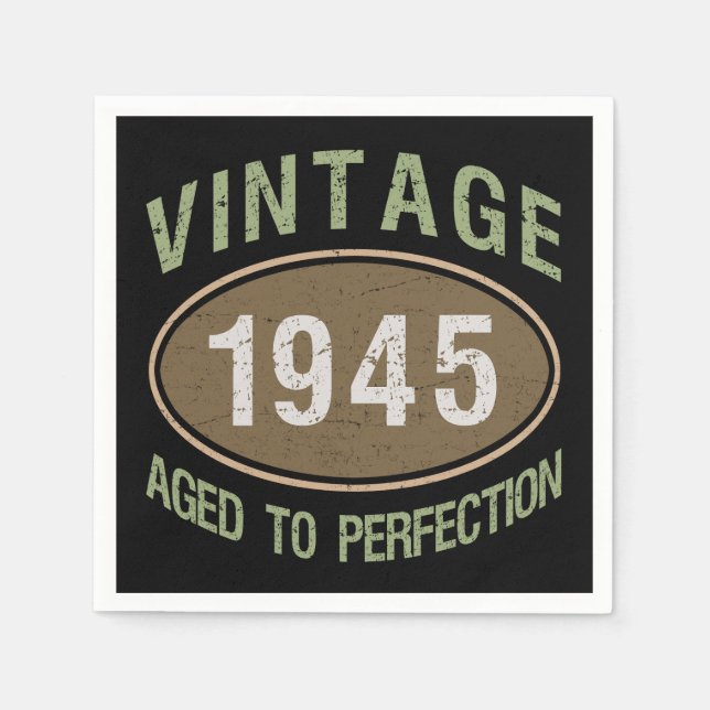 Vintage 1945 80:e födelsedagen pappersservett (Framsidan)