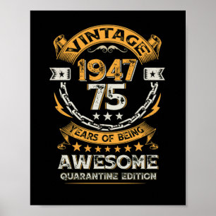 Vintage 1947 75:e födelsedag 75 år poster