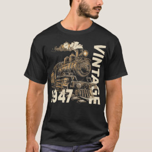 Vintage 1947 Steampunk Steam Tåg Locomotive 77:e T Shirt