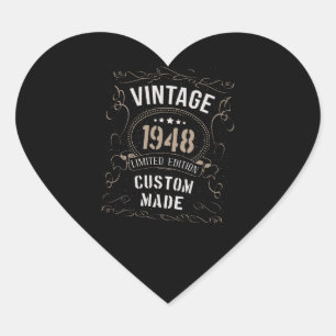 Vintage 1948 Begränsad Edition Anpassningsbar gjor Hjärtformat Klistermärke