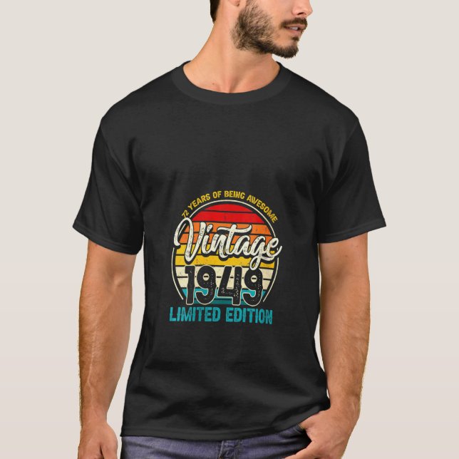 Vintage 1949 Funny 72:a födelsedagen T Shirt (Framsida)