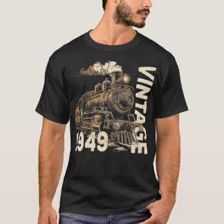 Vintage 1949 Steampunk Steam Tåg Locomotive 75:e T Shirt