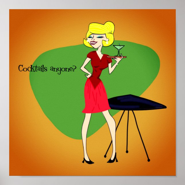 Vintage 1950 Inspired Cocktail-Poster Poster (Framsidan)