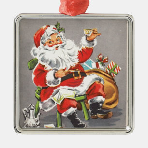 Vintage 1950 Santa Julgransprydnad Metall