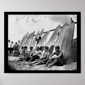Vintage 1950, surfare på strö poster
