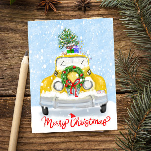 Vintage 1950-tal New York Gul Xmas Taxi Vykort