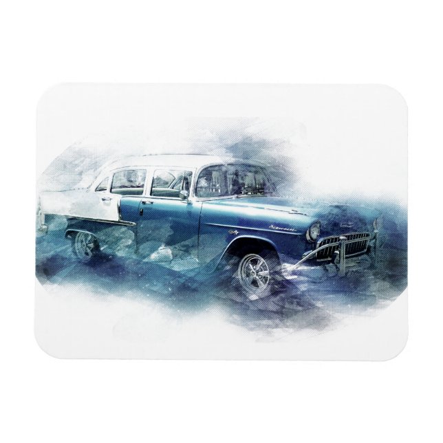 Vintage 1950-talet Chevy Car Digital Art Magnet (Horisontell)