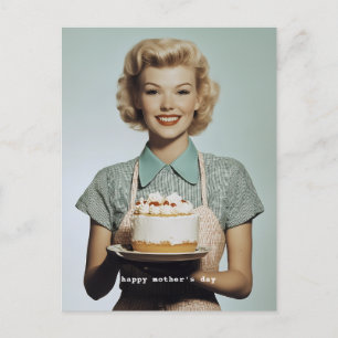 Vintage 1950-talet: Housefru Baking Vykort